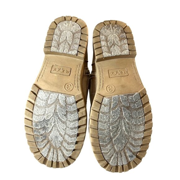 Sugor Girls Combat Boots Tie/Zip Tan Suede Look Size 3 - Picture 6 of 9